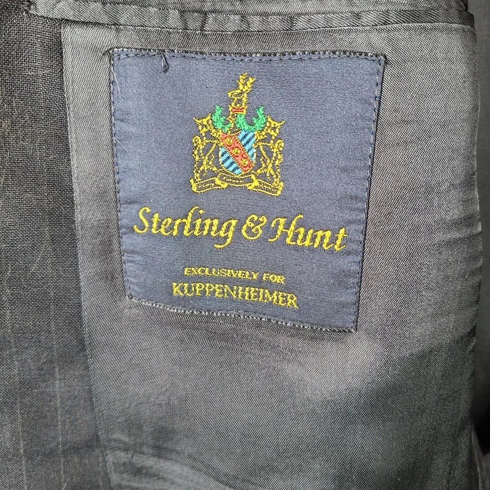 Vintage Sterling & Hunt Kuppenheimer Jacket‎ Men 46L Blue Striped Blazer Coat